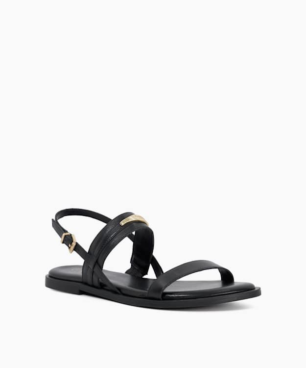 Dune London Litton - Black Leather Sandals With Logo Detail