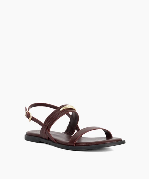 Dune London Litton - Dark Red Leather Sandals With Logo Detail