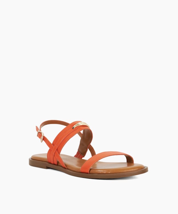 Dune London Litton - Orange Leather Sandals With Logo Detail