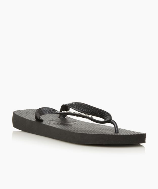 dune london Logo Flip Flops - Black Havaianas Metallic Logo Flip Flops