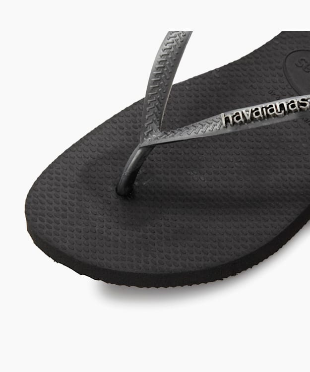 Dune London Logo Flip Flops - Black Havaianas Slim Metallic Logo Flip Flops