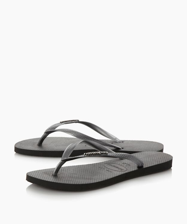 Dune London Logo Flip Flops - Black Havaianas Slim Metallic Logo Flip Flops