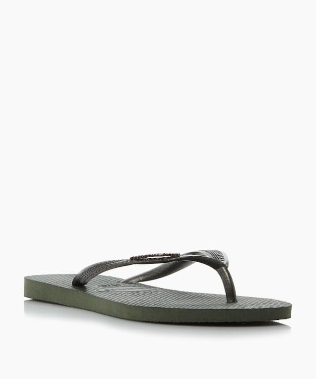 dune london Logo Flip Flops - Khaki Havaianas Slim Metallic Logo Flip Flops