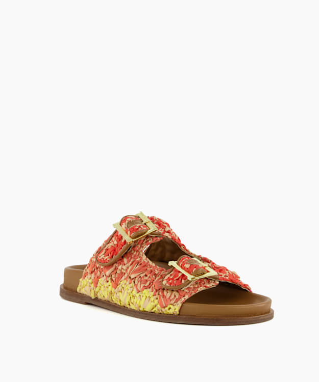 Dune London Lolitas - Multi Buckled Flat Raffia Slides