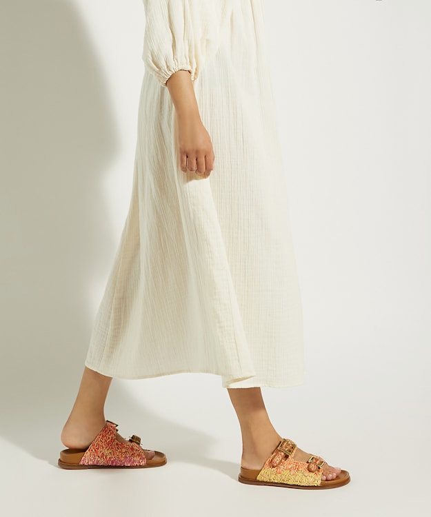 Dune London Lolitas - Multi Buckled Flat Raffia Slides