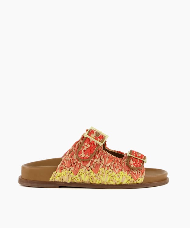 dune london Lolitas - Multi Buckled Flat Raffia Slides