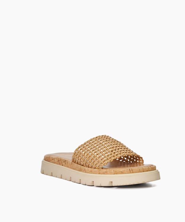 Dune London Looners - Natural Raffia Wedge Flatform Slider