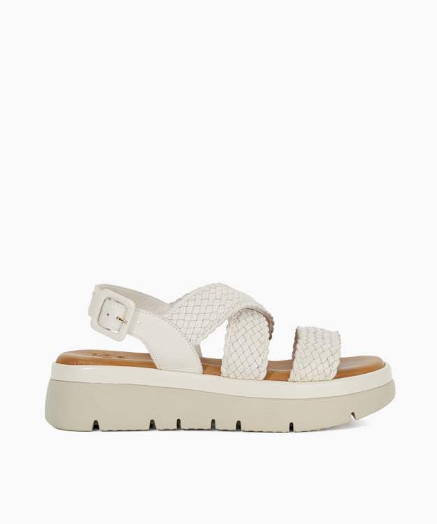 dune london Lorro - White Woven Open Toe Flatform Sandals