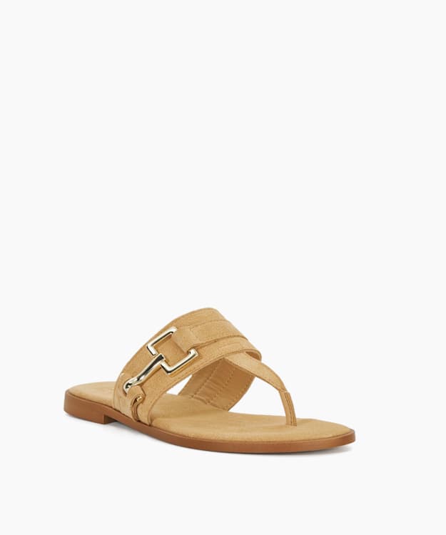 Dune London Lotica - Sand Toe Post Sandal With Metal Buckle