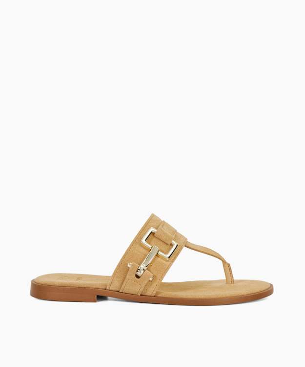 dune london Lotica - Sand Toe Post Sandal With Metal Buckle