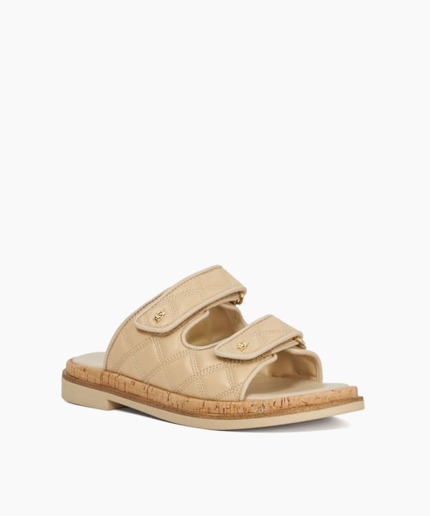 Dune London Lottais - Camel Quilted Double Strap Sandals