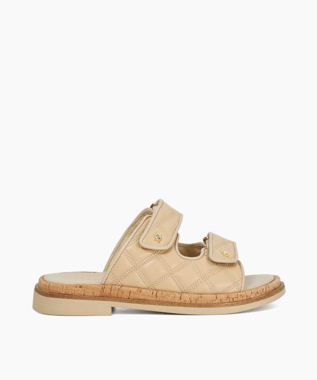dune london Lottais - Camel Quilted Double Strap Sandals