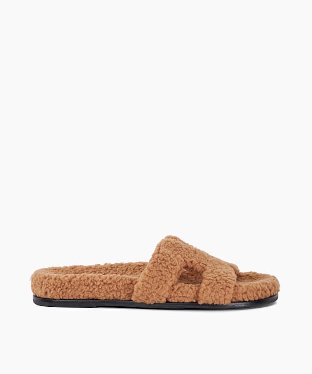 dune london Loupa - Tan Topstitch-Detail Comfort-Footbed Slider Sandals