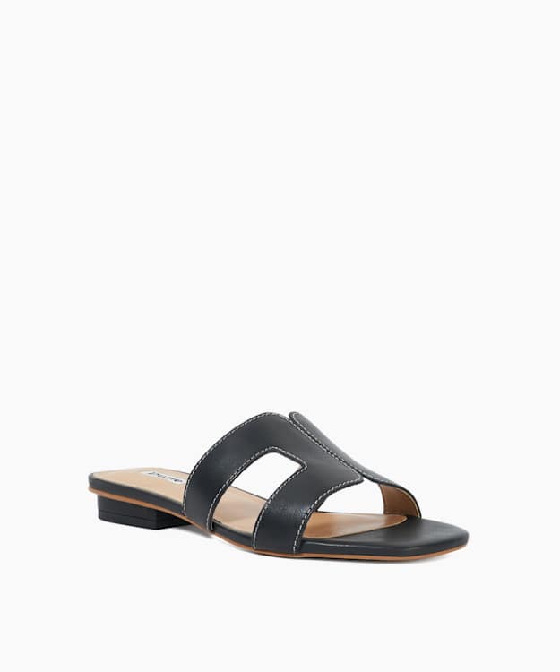 Dune London Loupe - Black Wide Fit Smart Slider Sandals