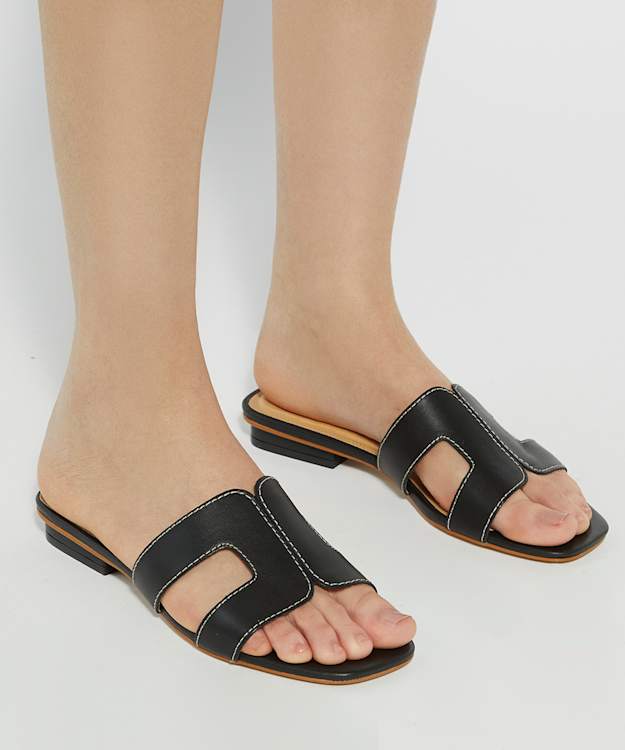 Dune London Loupe - Black Wide Fit Smart Slider Sandals