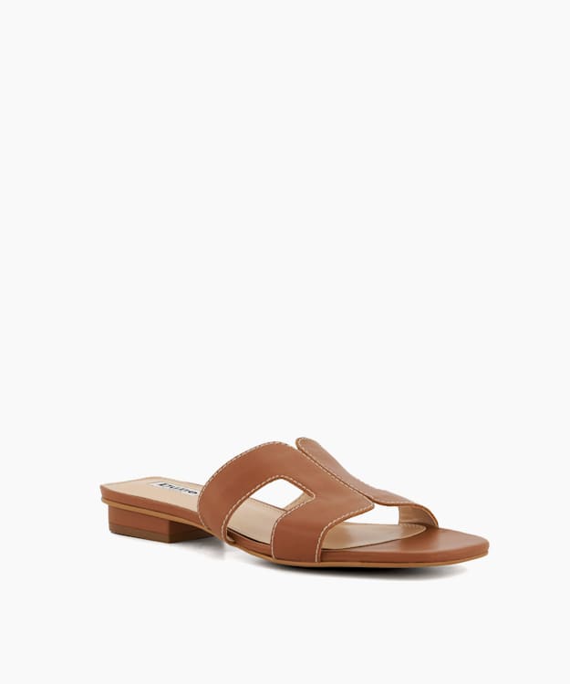 Dune London Loupe - Tan Wide Fit Smart Slider Sandals