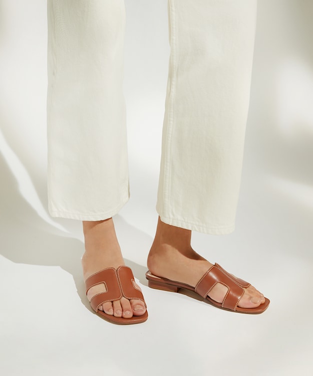 Dune London Loupe - Tan Wide Fit Smart Slider Sandals