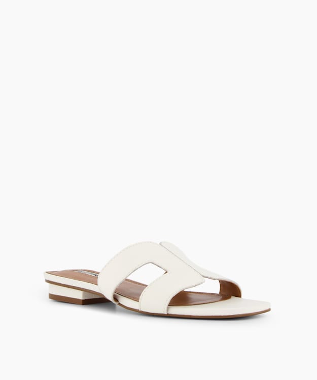 Dune London Loupe - White Wide Fit Smart Slider Sandals