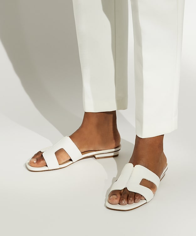 Dune London Loupe - White Wide Fit Smart Slider Sandals
