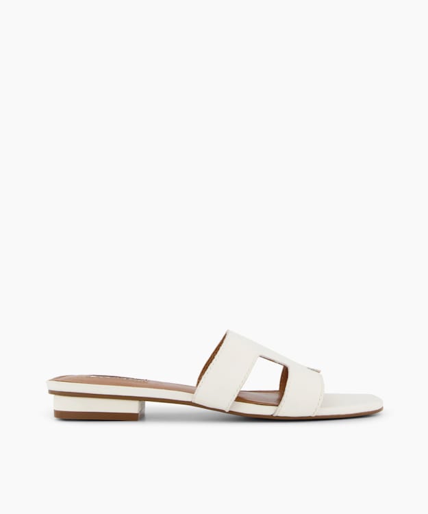 dune london Loupe - White Wide Fit Smart Slider Sandals