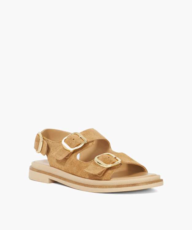 Dune London Luckles - Sand Suede Triple Buckle Sandals