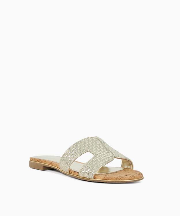 Dune London Ludlows - Gold Metallic Sandals With Cork Sole