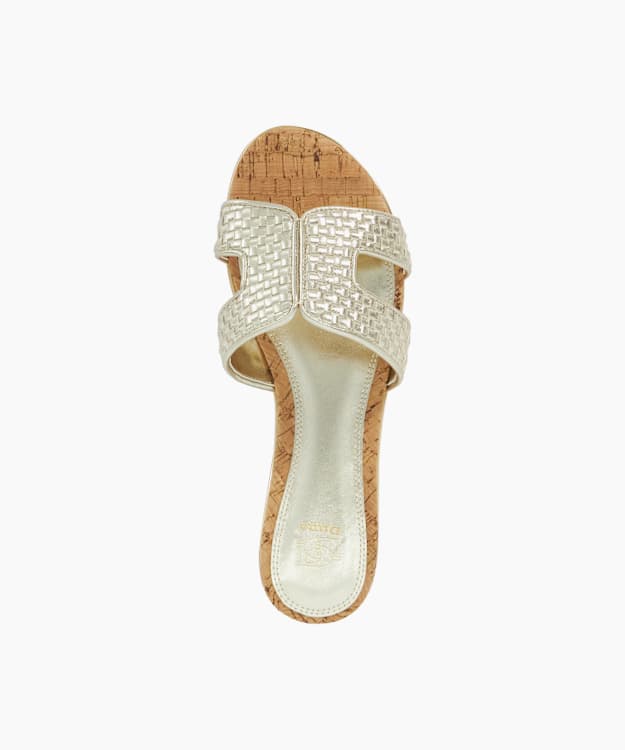 Dune London Ludlows - Gold Metallic Sandals With Cork Sole