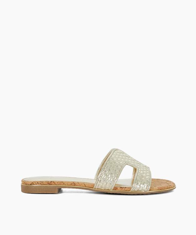 dune london Ludlows - Gold Metallic Sandals With Cork Sole