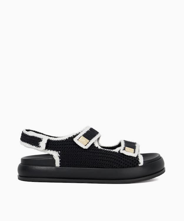 dune london Luffle - Black Double Strap Open Toe Flatform Sandals