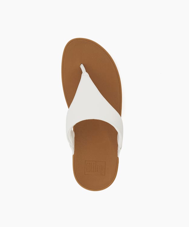Dune London Lulu 2 - White Toe-Post Leather Low-Wedge Sandals