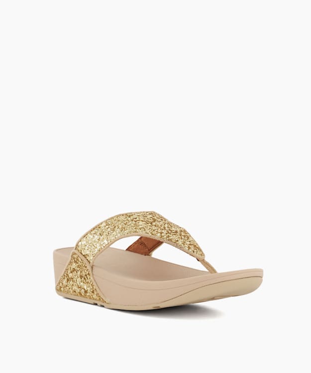 Dune London Lulu Glitter - Rose Gold Glitter Toe Post Sandals