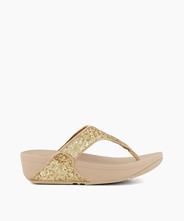 dune london Lulu Glitter - Rose Gold Glitter Toe Post Sandals