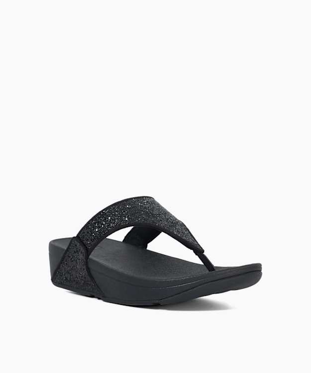 Dune London Lulu Glitter To - Black Glitter Toe Post Sandals