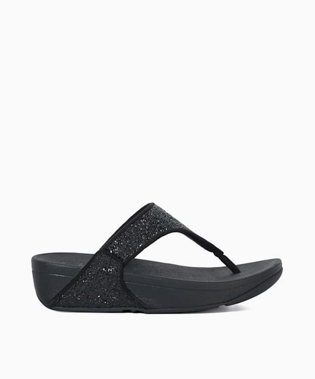 dune london Lulu Glitter To - Black Glitter Toe Post Sandals