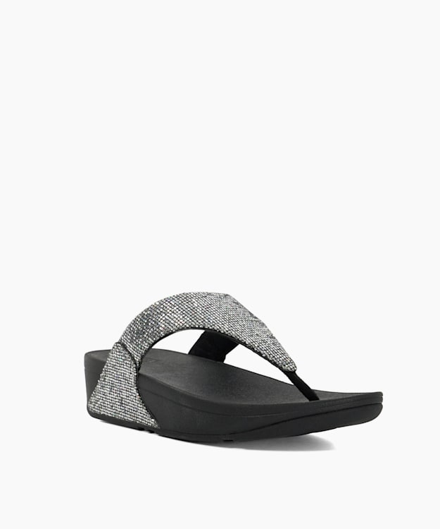 Dune London Lulu Glitterbal - Black FitFlop Diamanté Toe Post Sandals