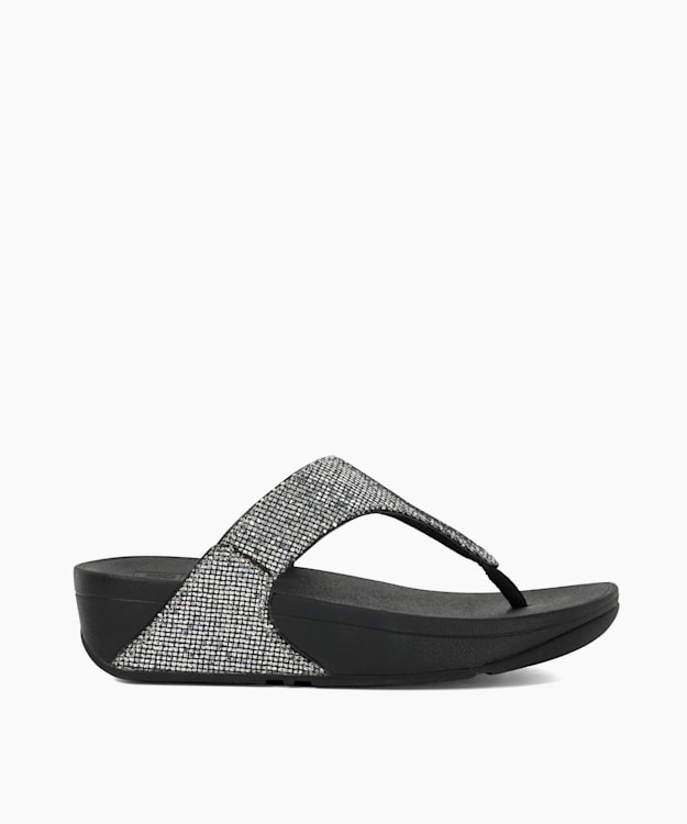 dune london Lulu Glitterbal - Black FitFlop Diamanté Toe Post Sandals