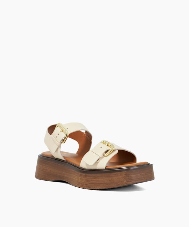Dune London Luno - Ecru Double Strap Flatform Sandals