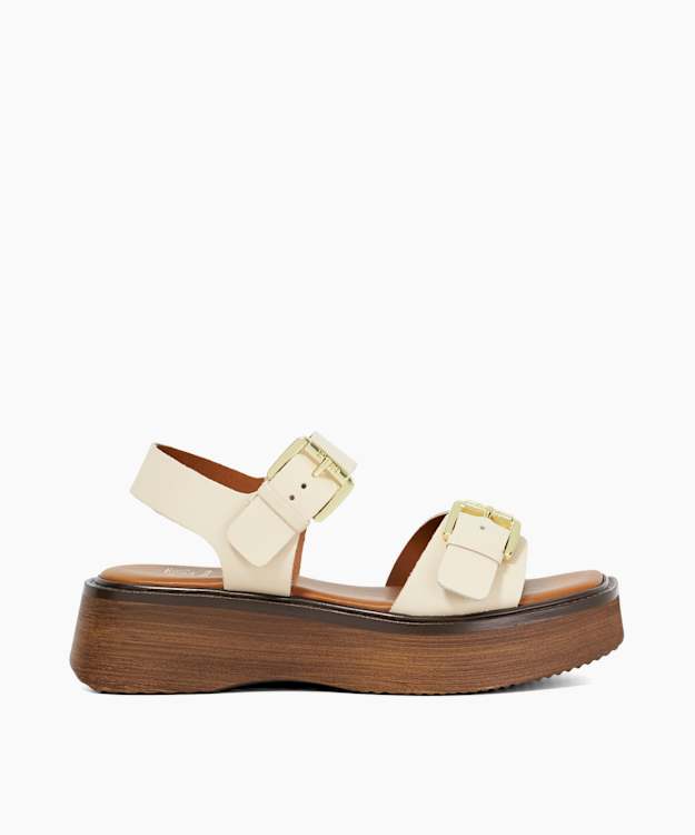 dune london Luno - Ecru Double Strap Flatform Sandals