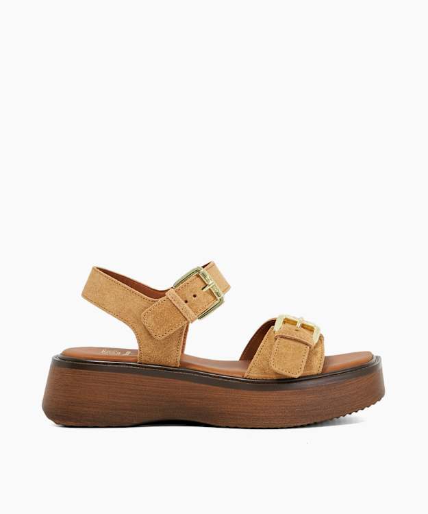 dune london Luno - Sand Double Strap Flatform Sandals