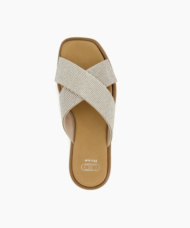 Dune London Lylah - Camel Diamante-Strap Flat Sandals