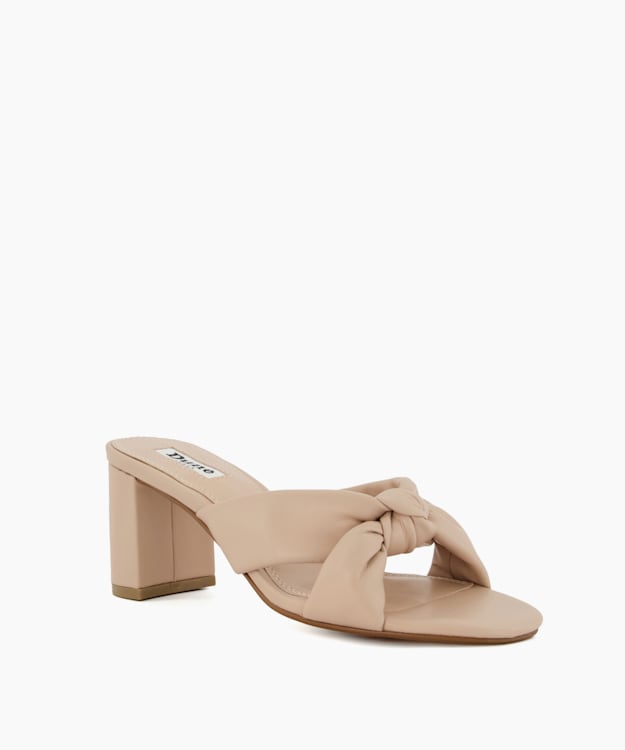 Dune London Madden - Ecru Knot-Strap Block-Heel Sandals