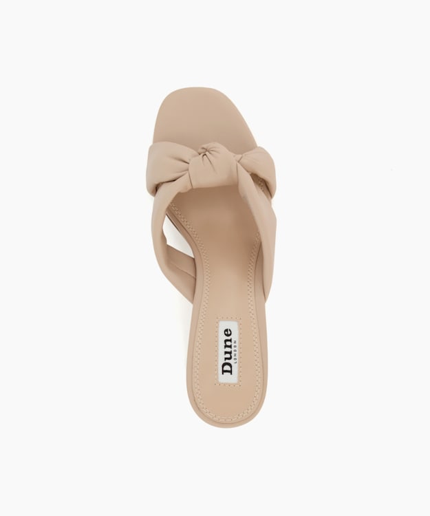 Dune London Madden - Ecru Knot-Strap Block-Heel Sandals