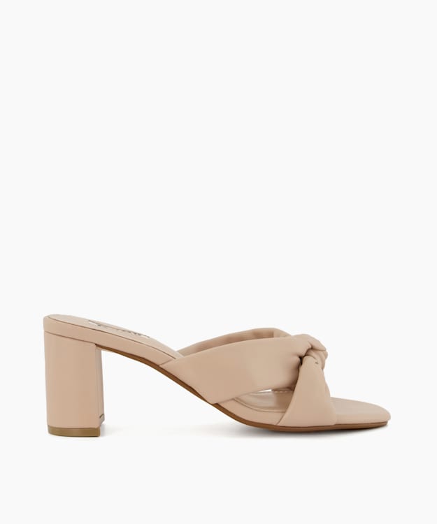 dune london Madden - Ecru Knot-Strap Block-Heel Sandals