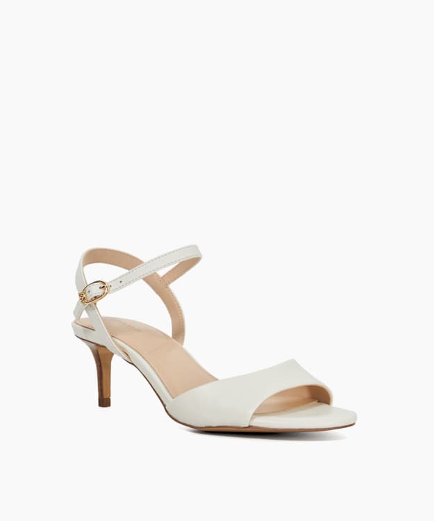 Dune London Maddies - White Open Toe Stacked Heel Sandals