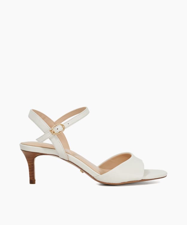 dune london Maddies - White Open Toe Stacked Heel Sandals