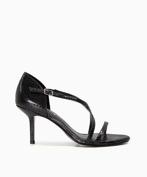 dune london Maddux - Black Strappy Stiletto-Heel Sandals