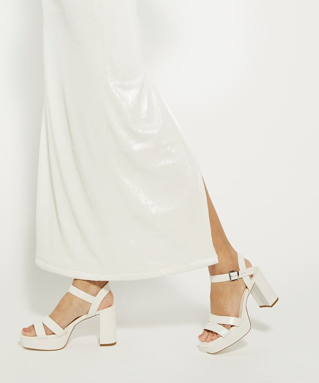 Dune London Madewithlove - Ivory Leather Platform Wedding Heels