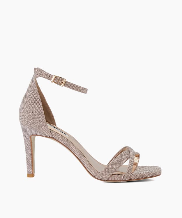 dune london Madrina - Rose Gold Ankle Strap Open Toe Sandals