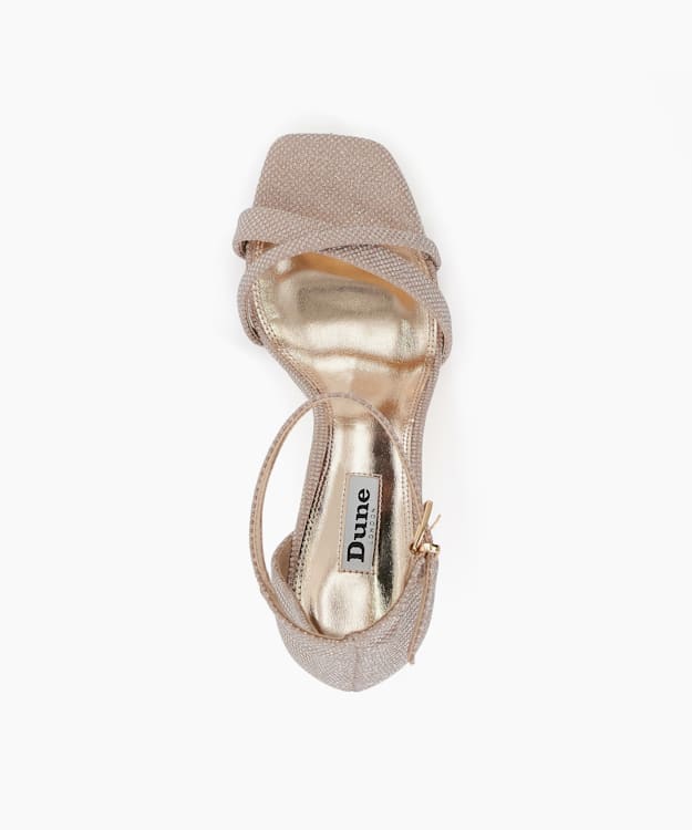Dune London Madrina - Rose Gold Metallic Strappy Heeled Sandals