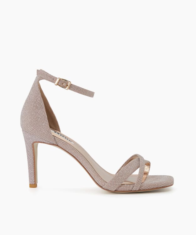 dune london Madrina - Rose Gold Metallic Strappy Heeled Sandals